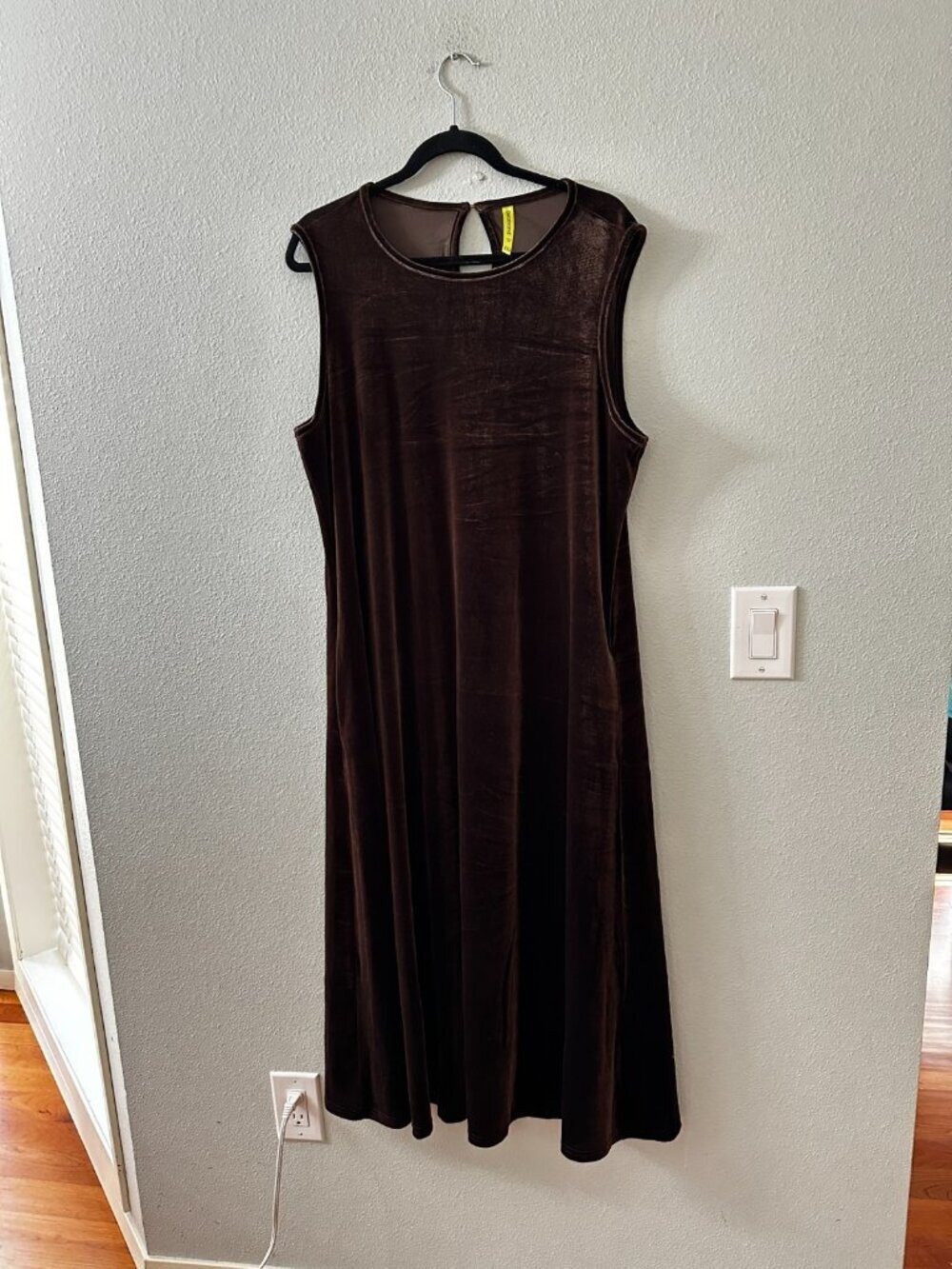 Betabrand Brown Velvet Midi Dress Sleeveless Women's XXL